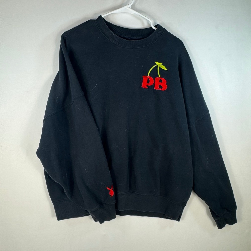 Playboy by PacSun Black Cherry PB Logo Crewneck Sweatshirt Small Mens Womens
